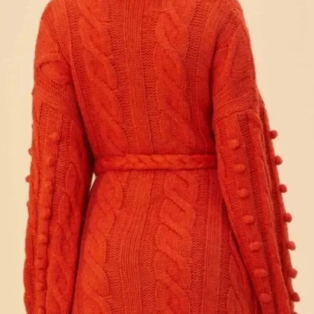 Oversize Farm Rio Orange Braided Knit Cardigan - Picture 3 of 6